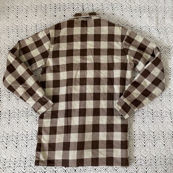 Hugo Valentino Buffalo Plaid Collared Button Down Shacket Brown/Cream (Small) - Picture 3 of 8